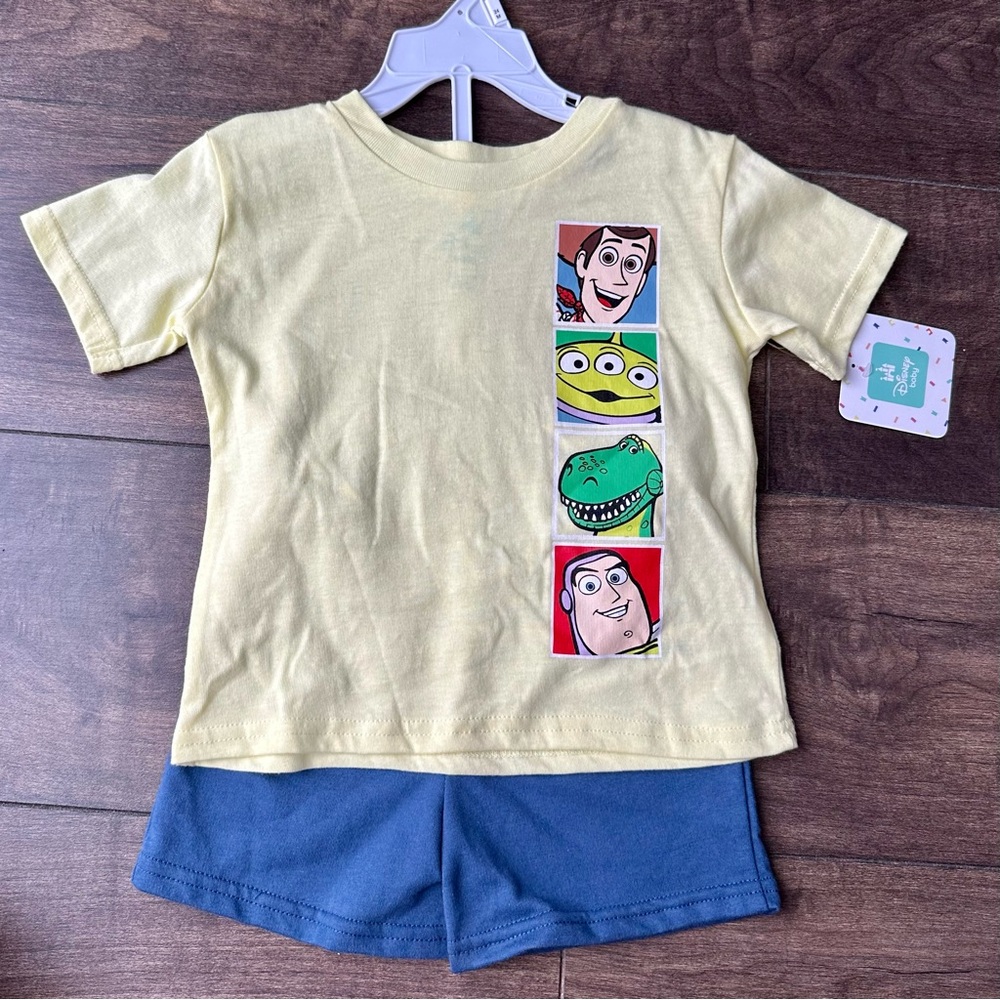NWT Disney Pixar Toy Story Toddler Boys Short Sleeve Shirt & Shorts Set - 24M